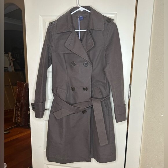 GAP Women's Double-Breasted long Trench Coat - Brown.  Size Small - Picture 1 of 4